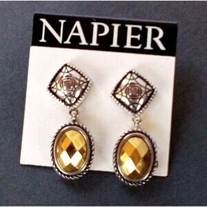Napier Earrings Gold Silver Black Nickel Safe Post Dangle Womens Jewelry